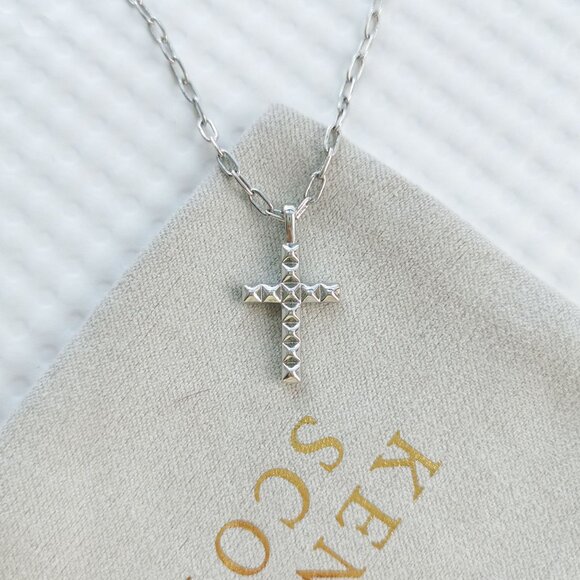 Kendra Scott Silver Jada Cross Short Necklace NEW - Picture 2 of 4